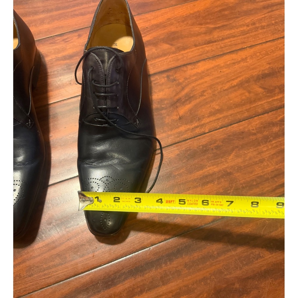 Magnanni Mens Navy Blue Leather Medallion Toe Derby Dress Shoes Size 11 M - Picture 4 of 16